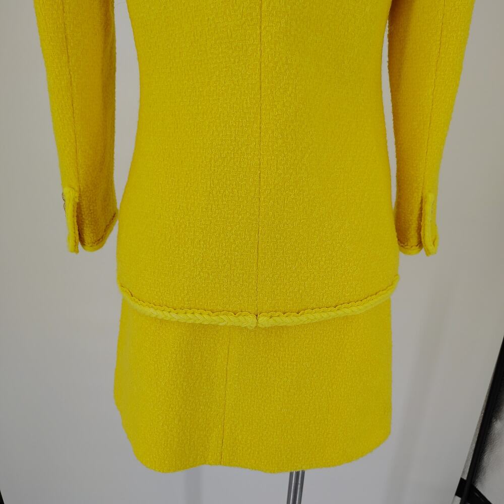 J.Crew Yellow Bouclé Long Lady Jacket & Mini Skirt Wool Blend Suit Set Size 4 - Picture 14 of 16